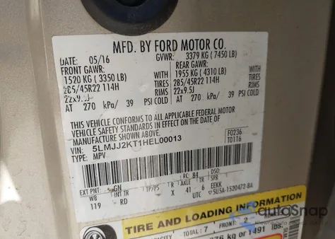 2017 Lincoln Navigator Reserve из США, поврежденный, VIN 5LMJJ2KT1HEL00013